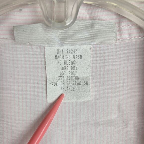 Vtg Tia Blouse XL Pink Striped Iridescent Dragonfly Embroidered Rhinestone - Picture 6 of 6